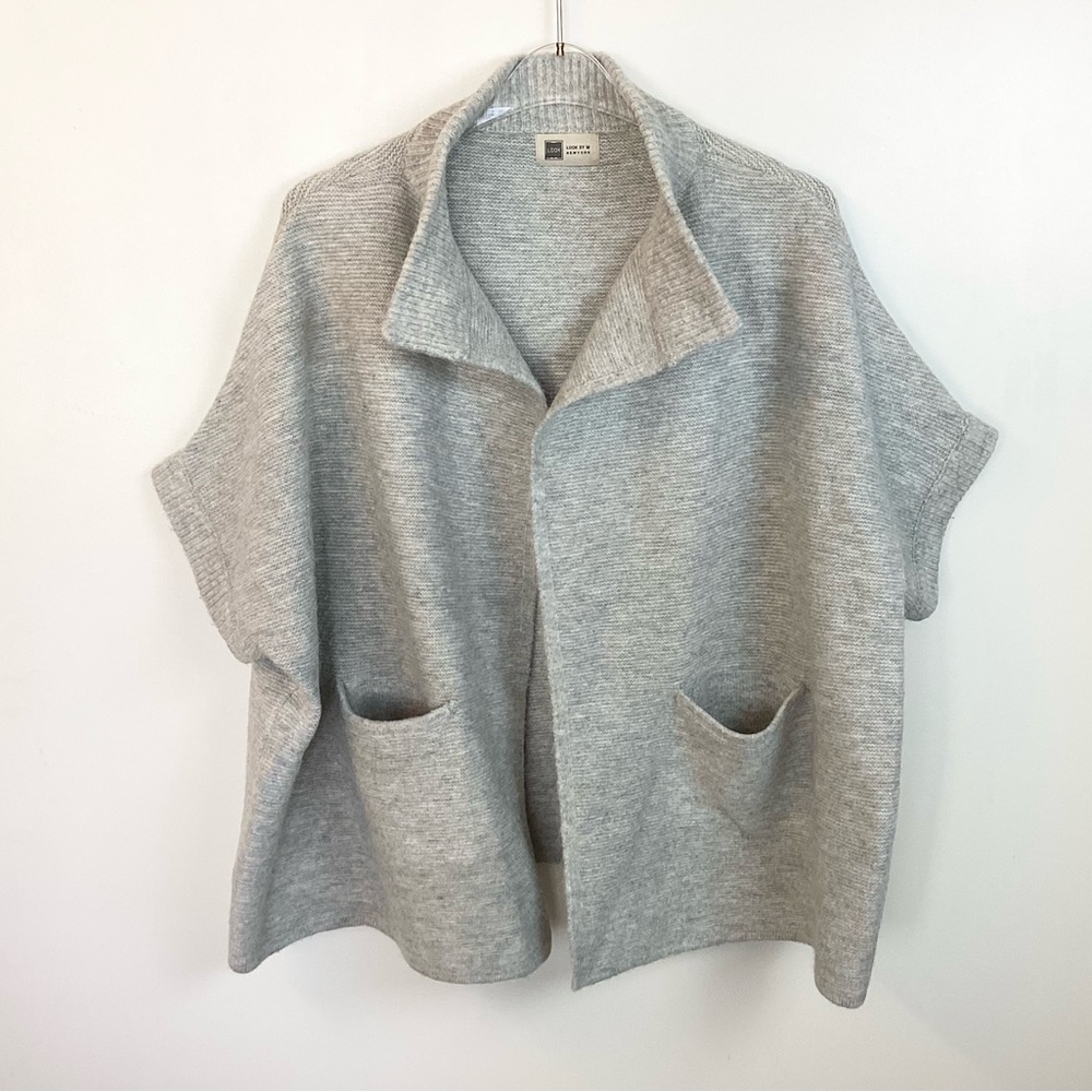 Light Gray Open-Front Knit Cardigan Sweater